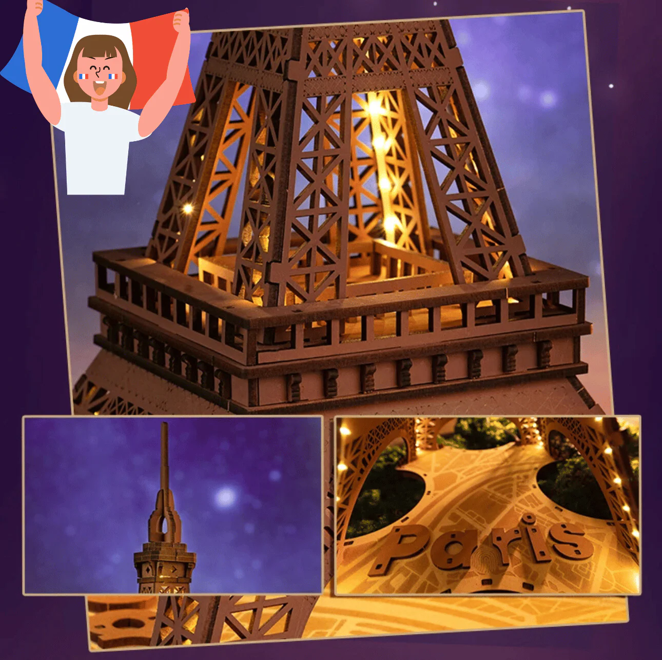 Eiffel Tower 3D Wooden Puzzle - Image 3