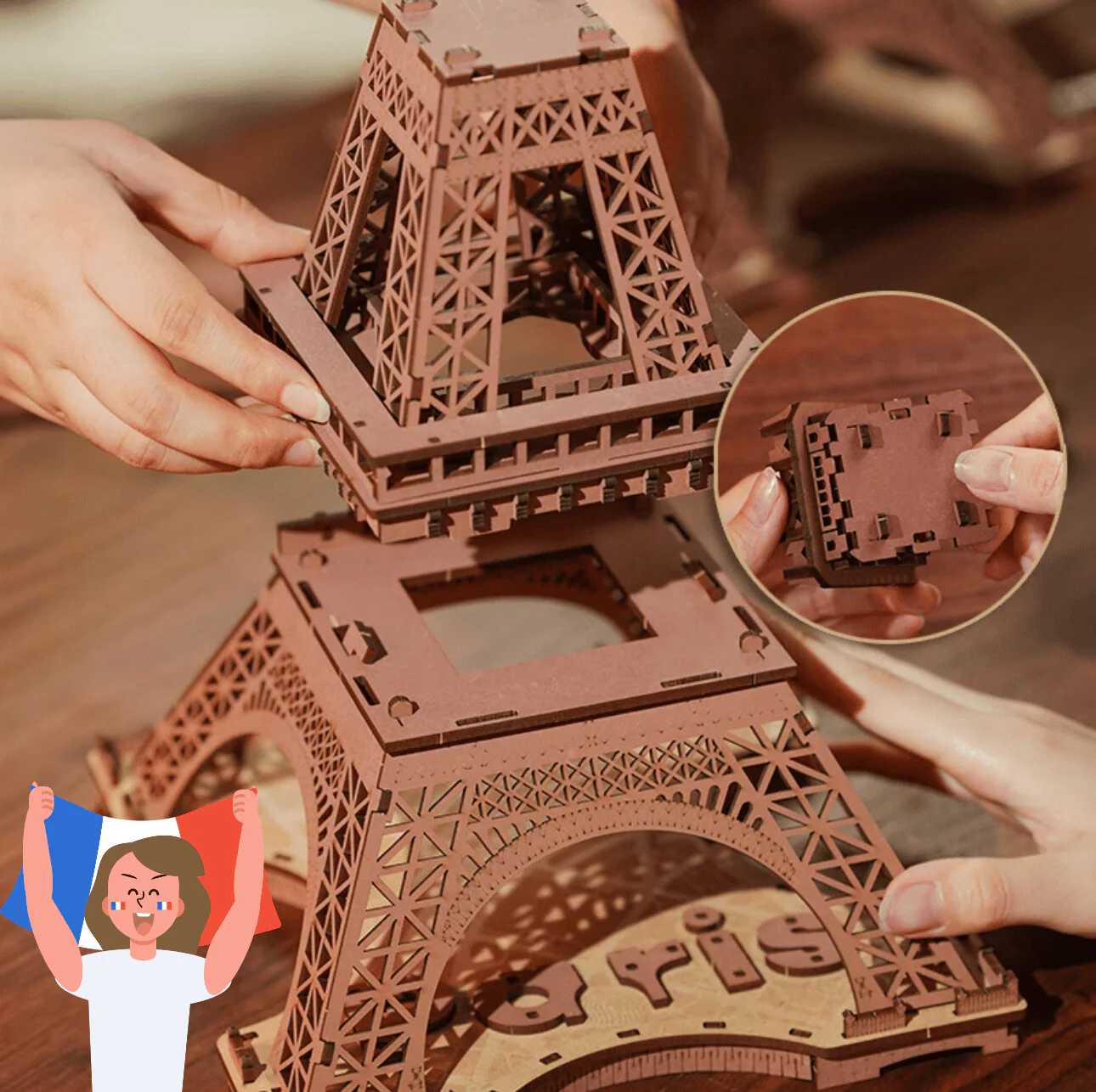 Eiffel Tower 3D Wooden Puzzle - Image 4