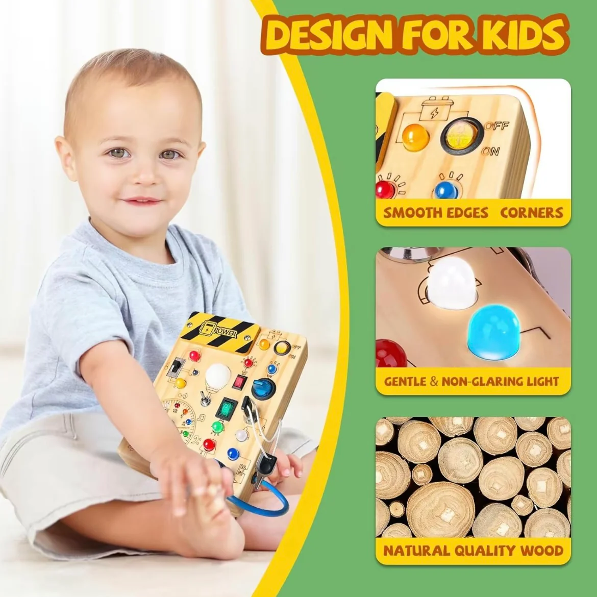 23 LED Lights Busy Board – Montessori Switch & Button Learning Toy for Curious Toddlers - Image 4