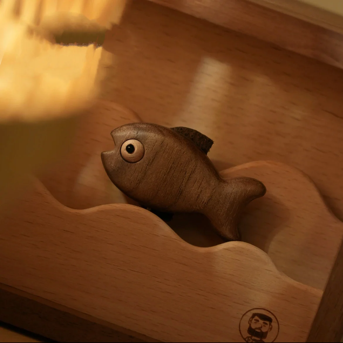 Original Handcrafted Walnut Wood Fish Night Light - Unique Artwork for a Charming Space - Unique Gift Home Decoration - Image 5