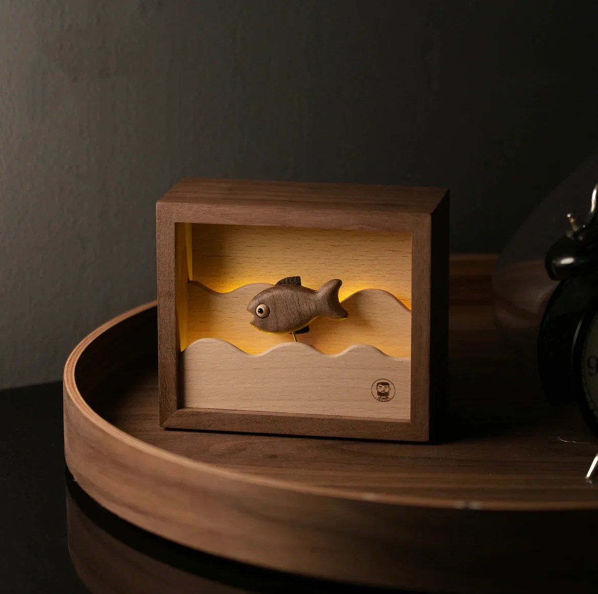 Original Handcrafted Walnut Wood Fish Night Light - Unique Artwork for a Charming Space - Unique Gift Home Decoration - Image 6