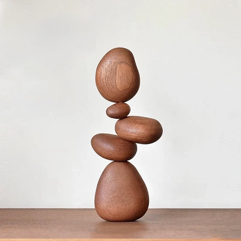 Balance Magnetic Wooden Stones – Handcrafted Solid Wood Balancing Sculpture - Image 2