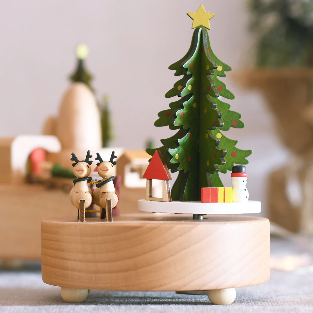Beginner--Wooden Music Box Christmas Snowflake Decoration Elk - Image 4