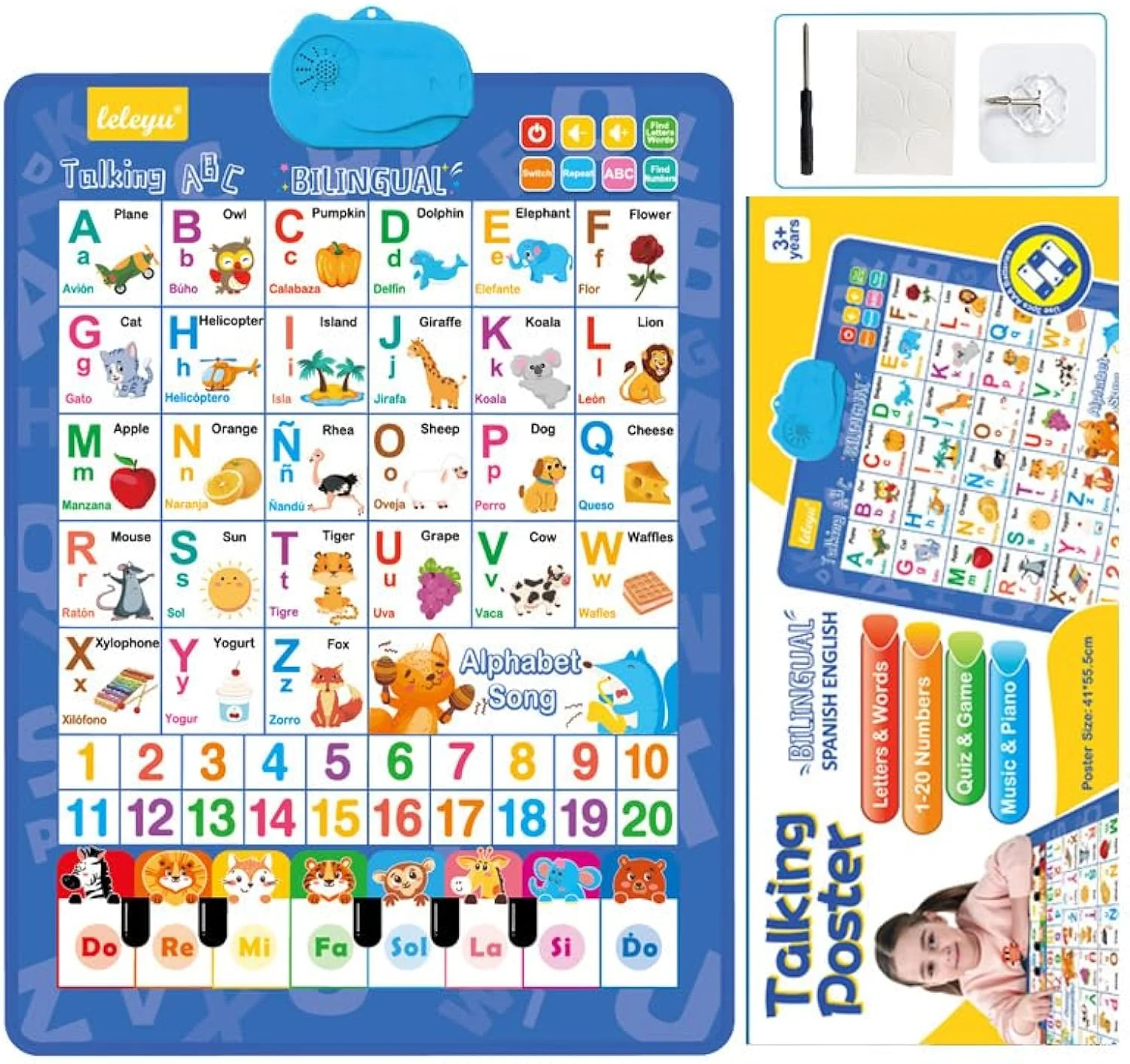 Bilingual Talking ABC & 123 Poster — English & Spanish Interactive Learning for Toddlers - Image 2