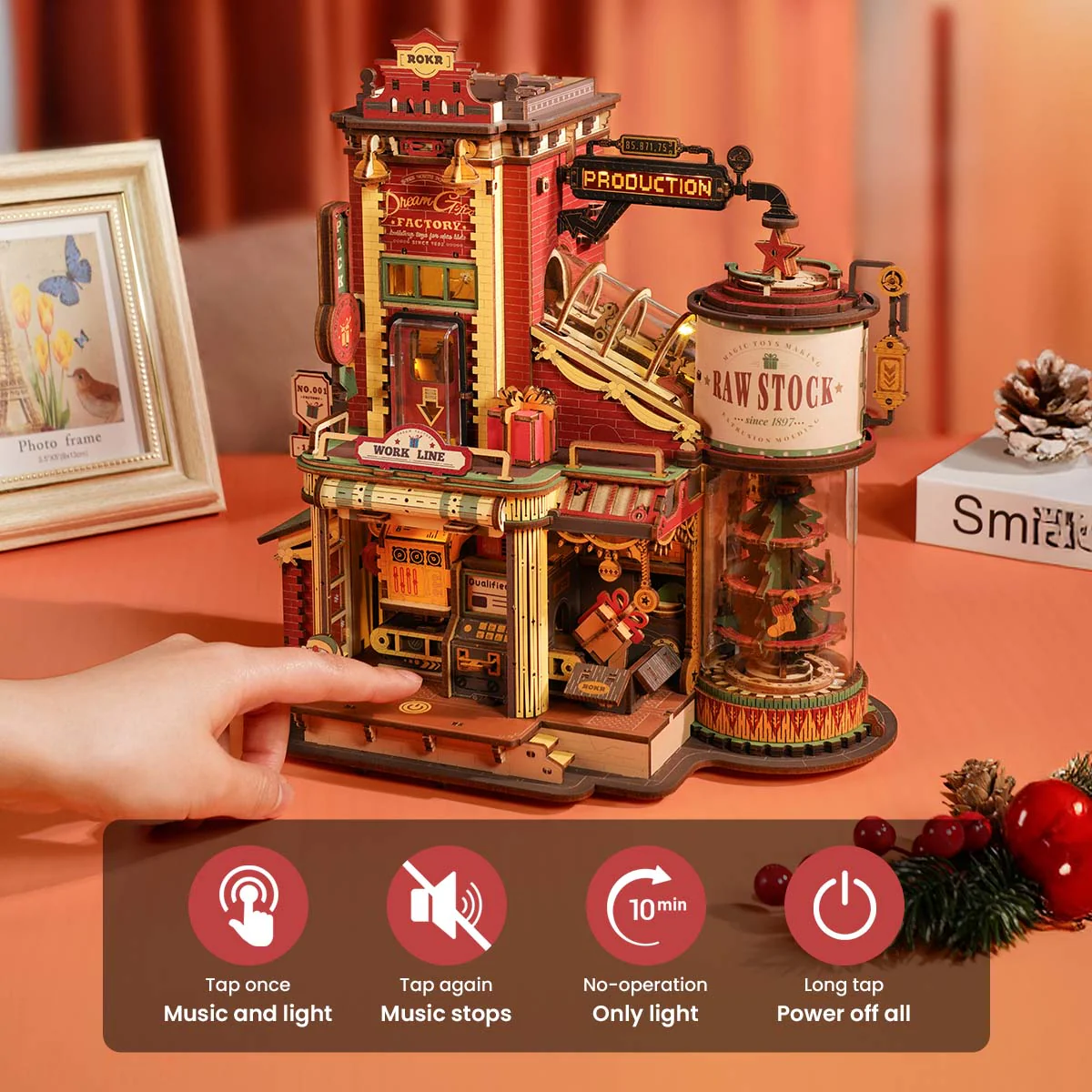 Christmas Dream Gift Factory 3D Wooden Puzzle Music Box - Image 5