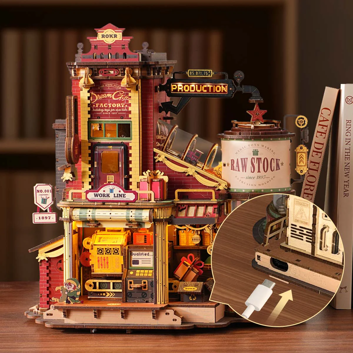 Christmas Dream Gift Factory 3D Wooden Puzzle Music Box - Image 6