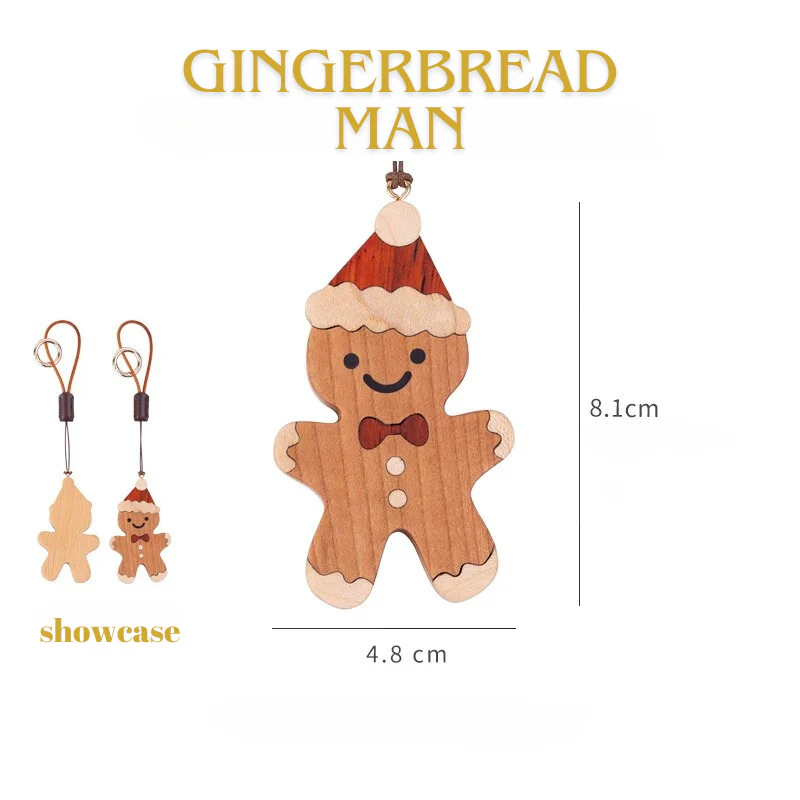 Christmas Wooden Keychain - Gingerbread Man Christmas Tree - Image 4