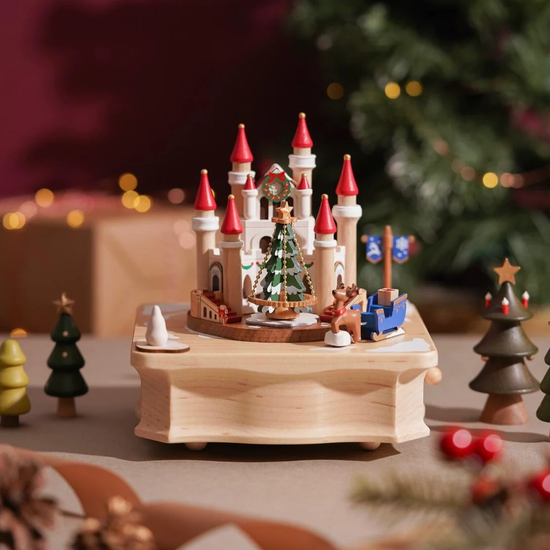 Confident-- Wooden Music Box Christmas Decoration--Christmas tree Ferris wheel Castle - Image 4