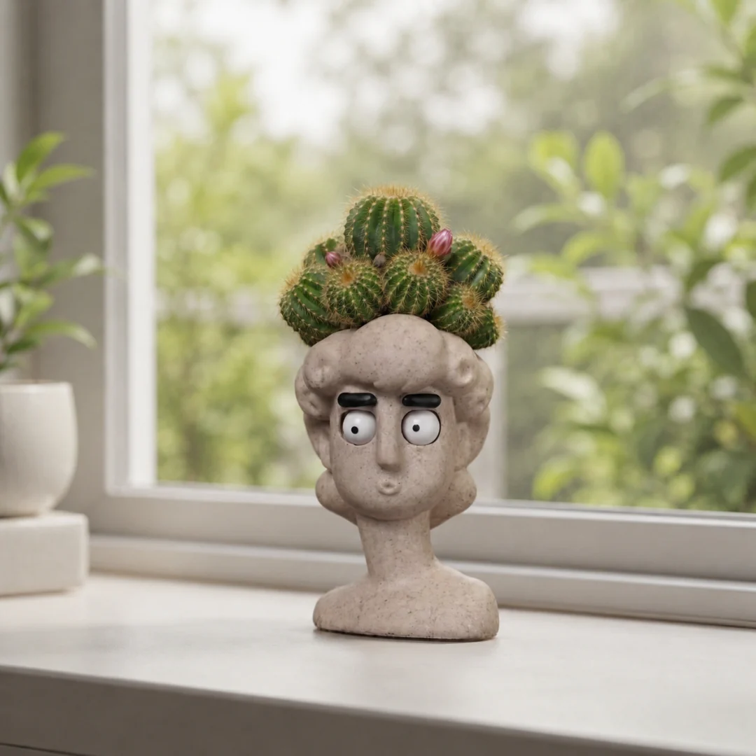 David Head Planter & Desk Organizer — Stone Texture - Image 3