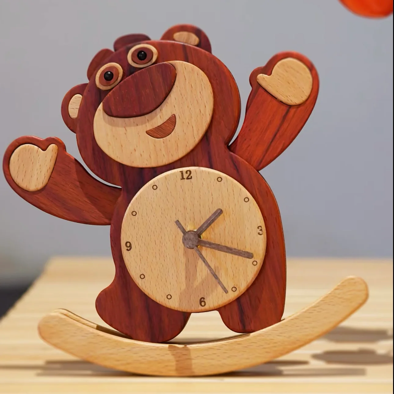 Disney Lotso Wooden Rocking Clock – Handmade Solid Wood Timepiece with Swinging Motion - Image 2