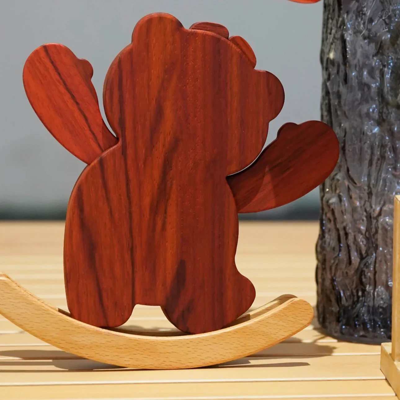 Disney Lotso Wooden Rocking Clock – Handmade Solid Wood Timepiece with Swinging Motion - Image 3