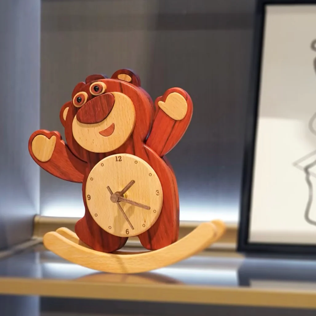Disney Lotso Wooden Rocking Clock – Handmade Solid Wood Timepiece with Swinging Motion - Image 4