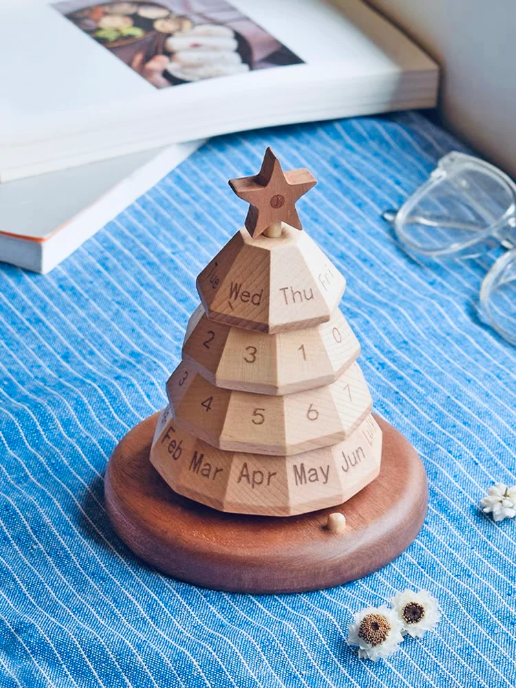 Festive Wooden Christmas Tree Perpetual Advent Calendar - Delightful Holiday Decor for Kids and Home - Image 5