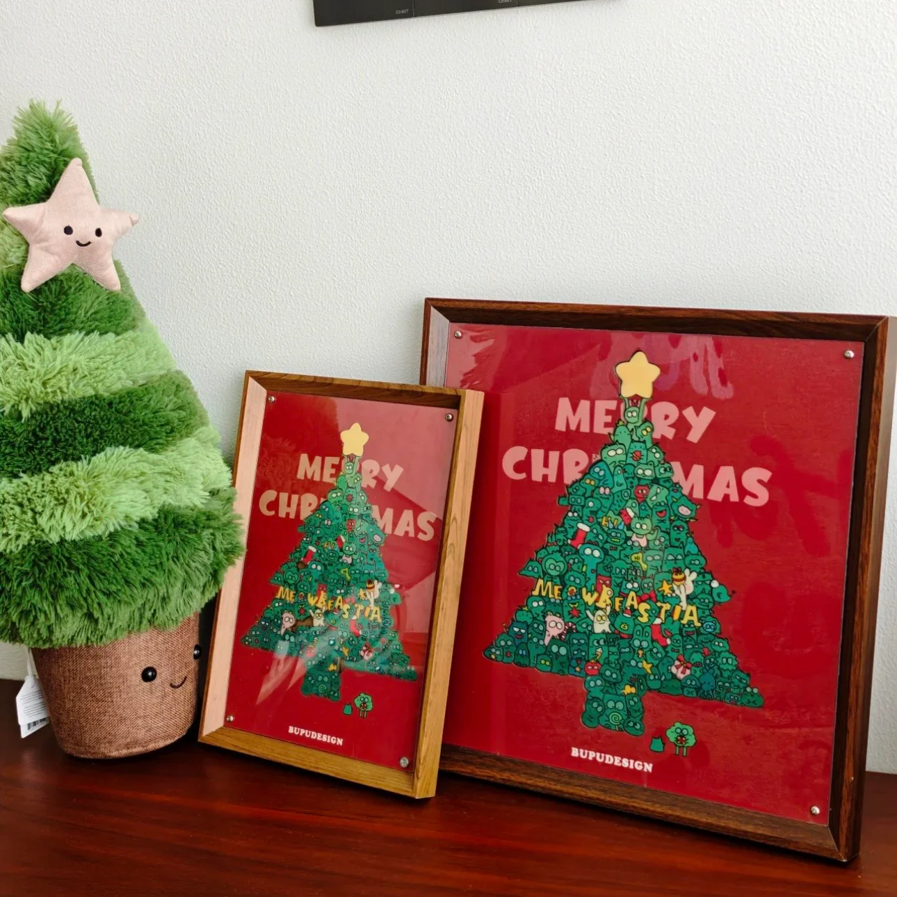 Framed Wooden Christmas Tree Puzzle Wall Art - Image 3