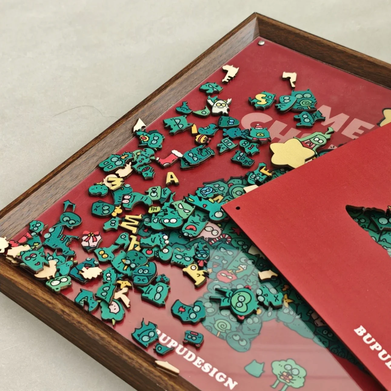 Framed Wooden Christmas Tree Puzzle Wall Art - Image 4
