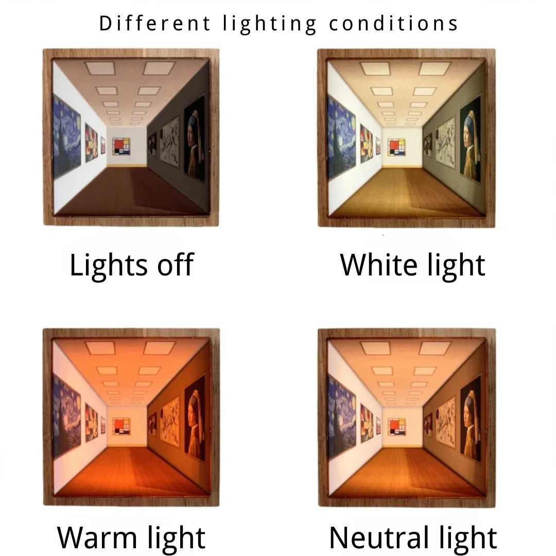 Original Glasses-free 3D Adjustable Multifunctional Wood Night Light - Image 4