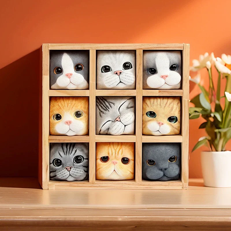 Hand-Carved Pop-up Cat Storage Wooden Box - Image 4