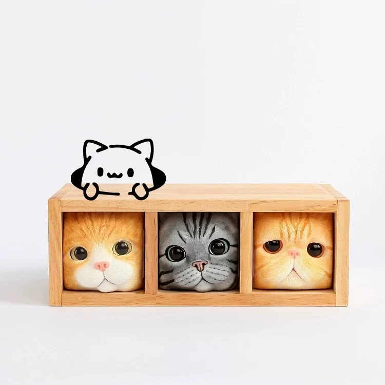 Hand-Carved Pop-up Cat Storage Wooden Box - Image 5