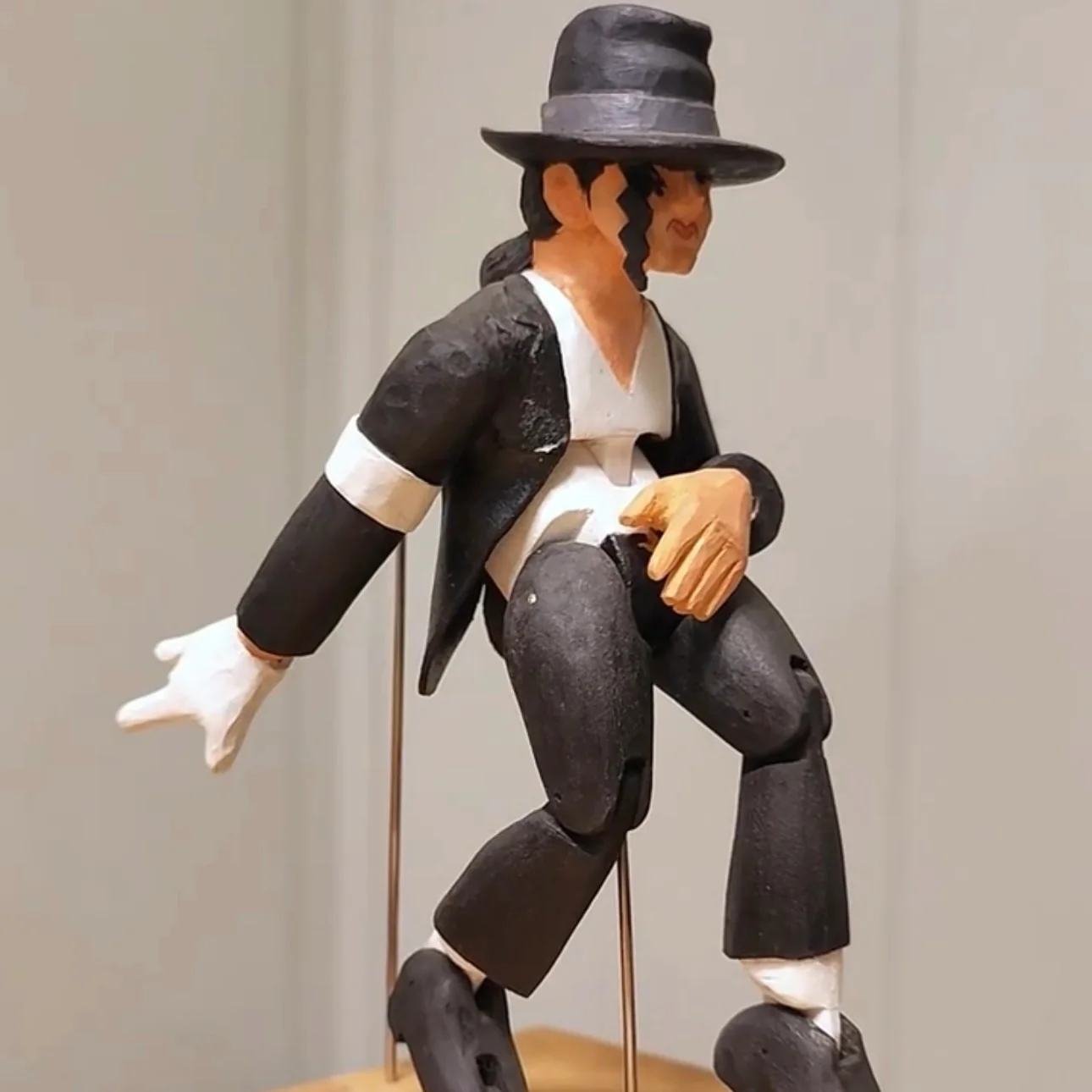 Hand-Carved Wood Automata Dancing MJ - Image 3