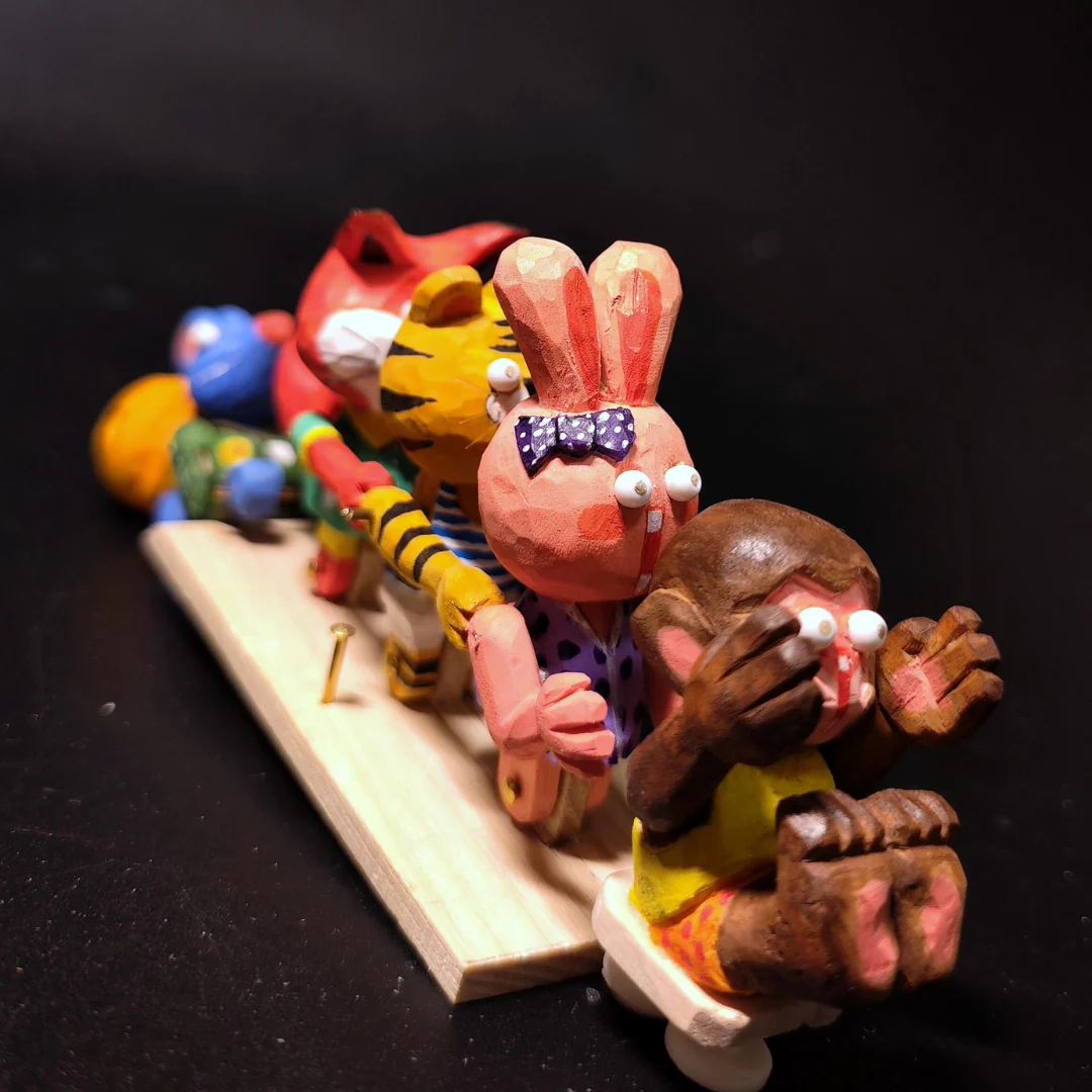 Hand-carved Wood Elephant Slide Automata: A Nostalgic Ride - Image 3