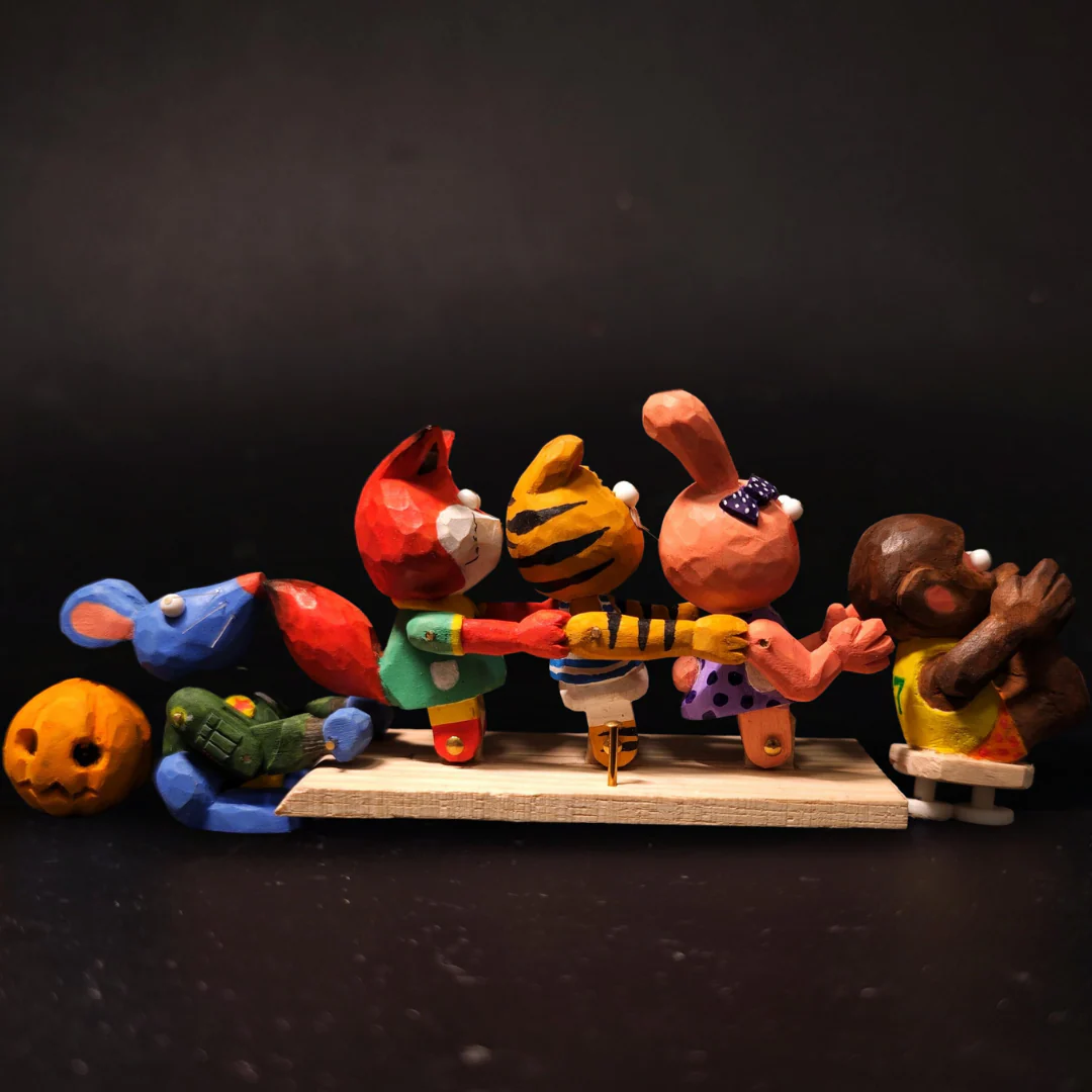Hand-carved Wood Elephant Slide Automata: A Nostalgic Ride - Image 4