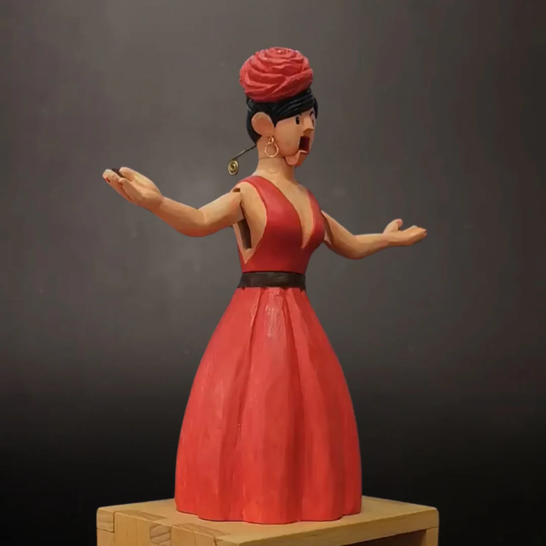Hand-carved Wood Opera Queen Automata: Turn the Crank, Unleash the Grand Show - Image 3