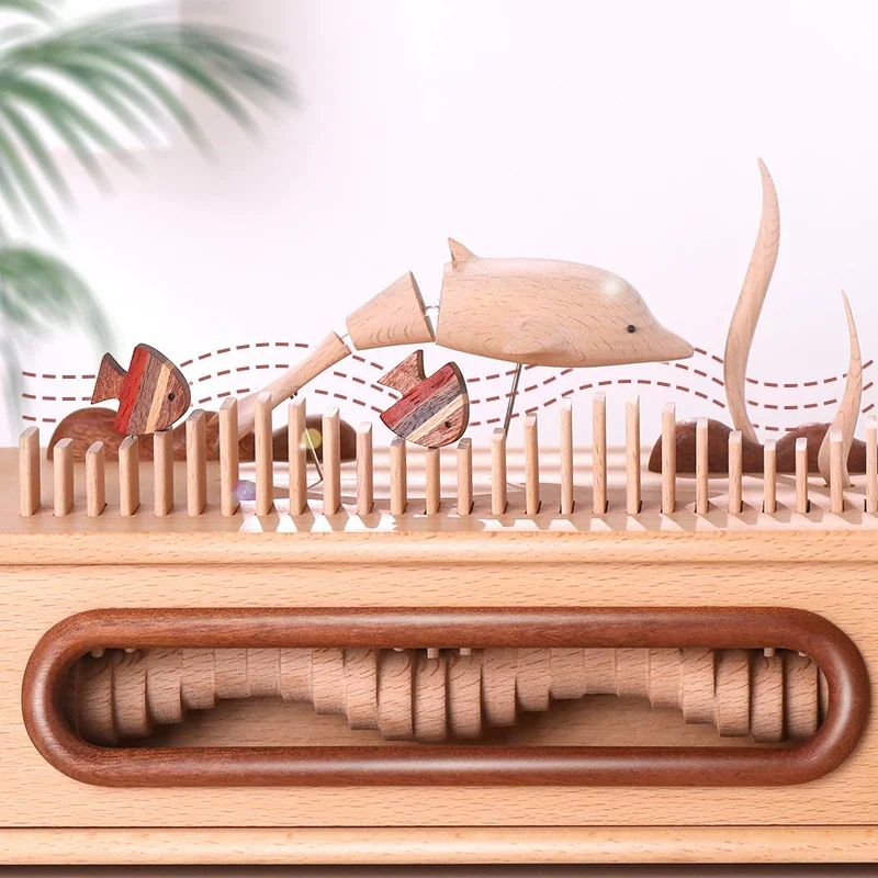 Handcrafted Automata Dolphin-Themed Wooden Bluetooth Speaker with Ambient Lighting - Image 5