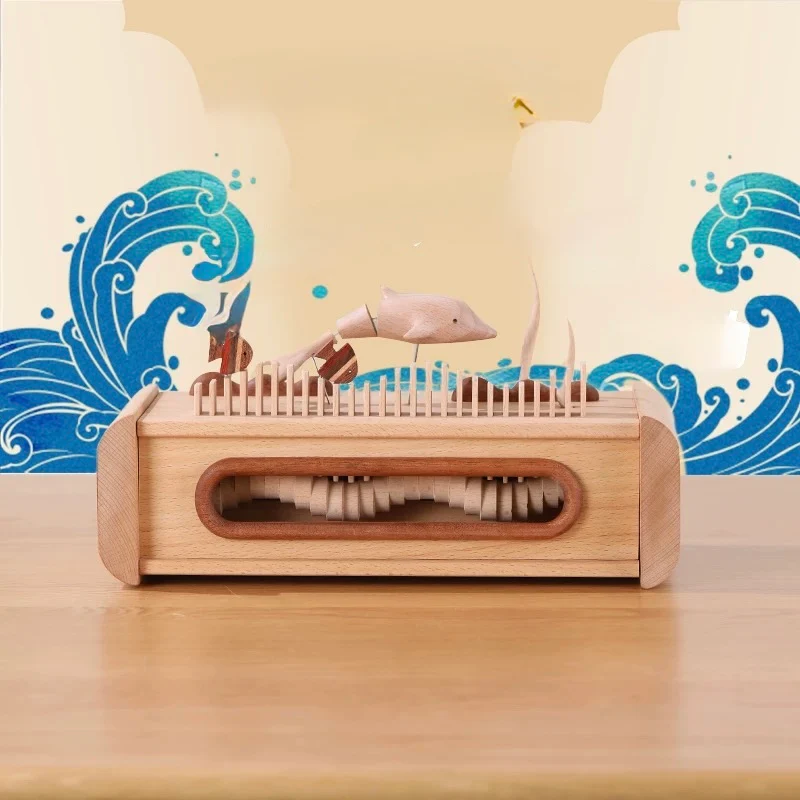 Handcrafted Automata Dolphin-Themed Wooden Bluetooth Speaker with Ambient Lighting - Image 6