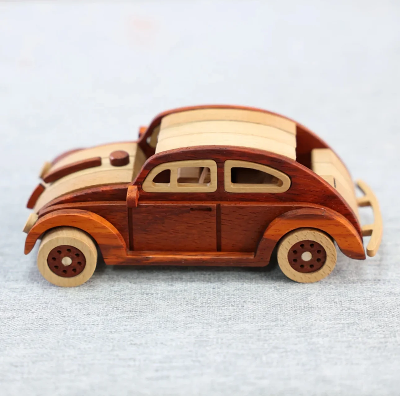 Handcrafted Vintage Style Beetle Car Model - Red Sandalwood and Oak Wood Materials-Unique Gift for Children Car Enthusiasts Friends - Image 3