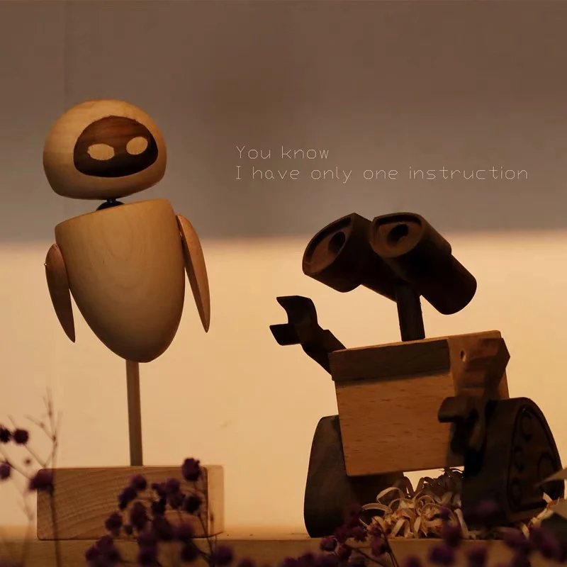 Inspired by WALL-E Vintage Creative Wooden Robot Figurine Special Gift for Couples Creative Gift - Image 3