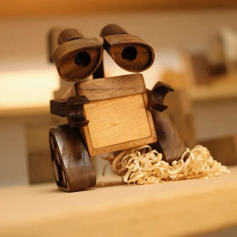 Inspired by WALL-E Vintage Creative Wooden Robot Figurine Special Gift for Couples Creative Gift - Image 4