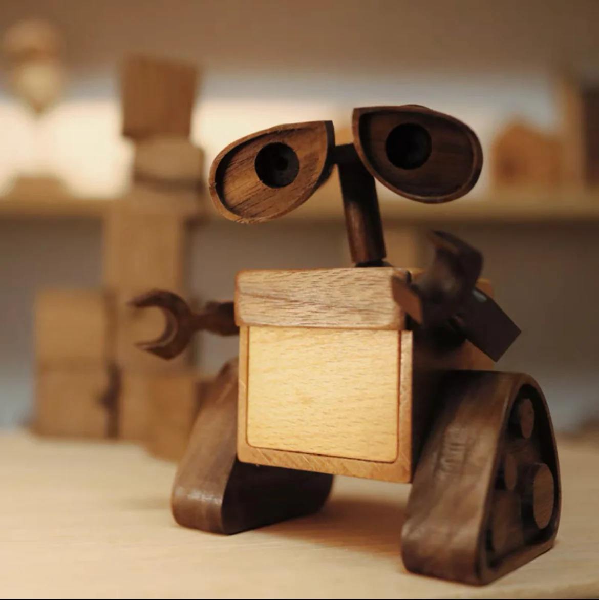 Inspired by WALL-E Vintage Creative Wooden Robot Figurine Special Gift for Couples Creative Gift - Image 7