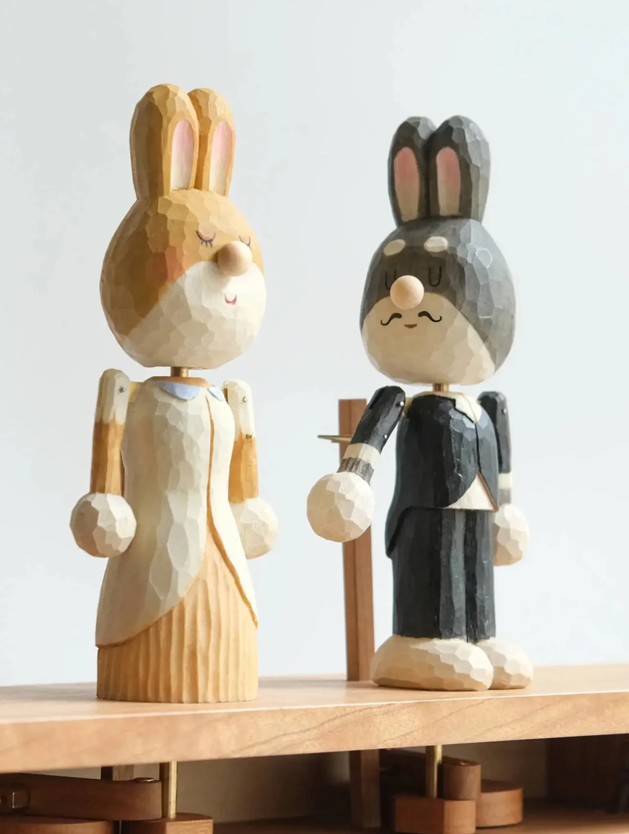 Limited Edition Hand-Carved Bunny Automata Wooden Wall Hanger – A Fusion of Art and Functionality - Image 3