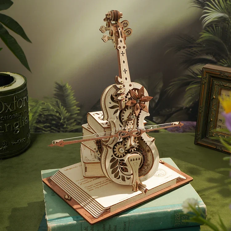 DIY Vintage Cello Mechanical Music Box 3D Wooden Puzzle with the Beautiful Music 'Nocturne, Op.9, No.2 in E-flat' - Image 3