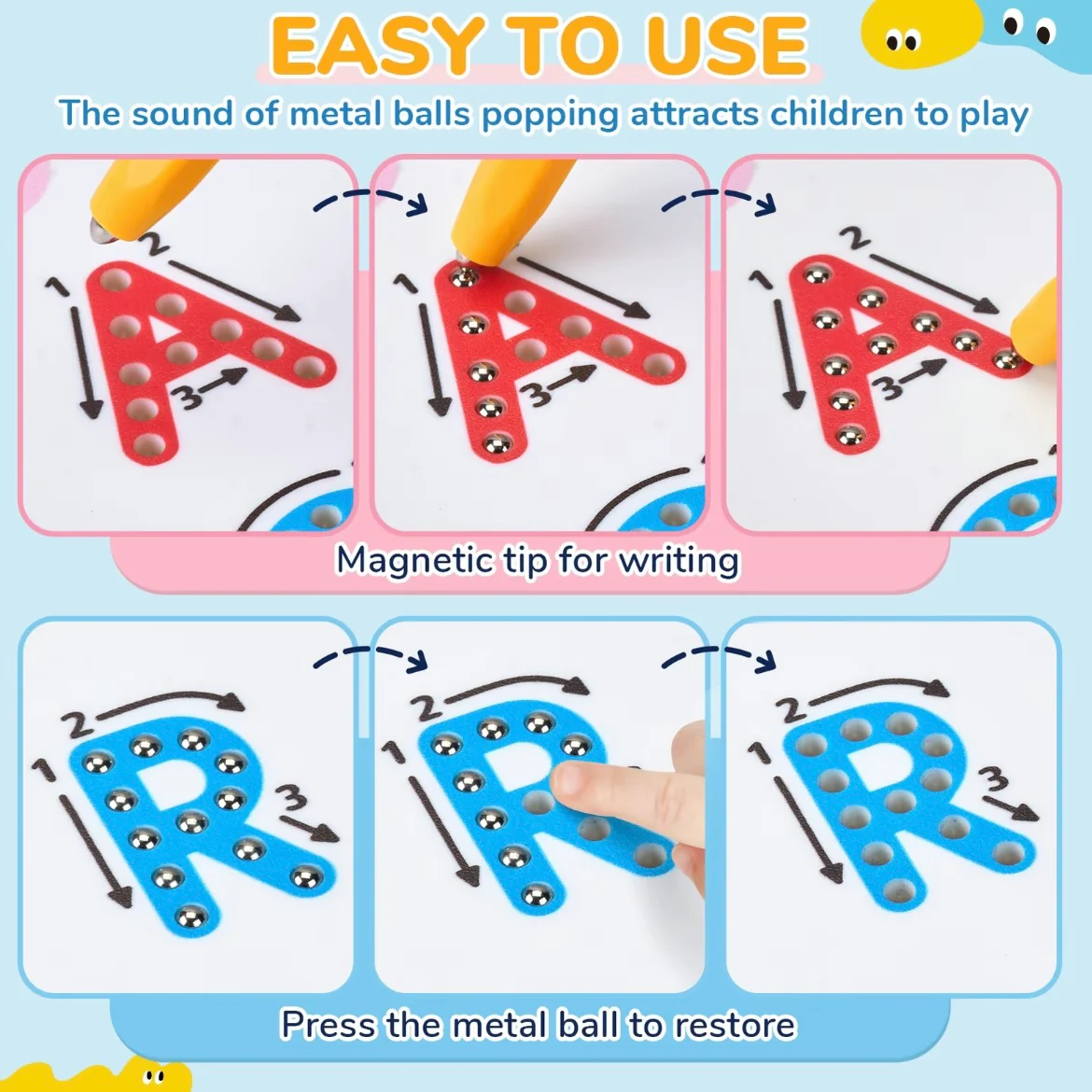 Magnetic Alphabet & Number Tracing Board – Double-Sided Montessori Learning Toy for Kids - Image 3