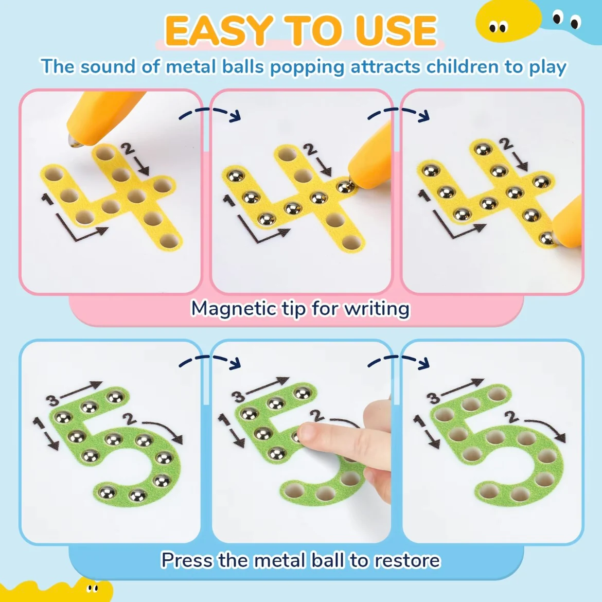 Magnetic Alphabet & Number Tracing Board – Double-Sided Montessori Learning Toy for Kids - Image 7