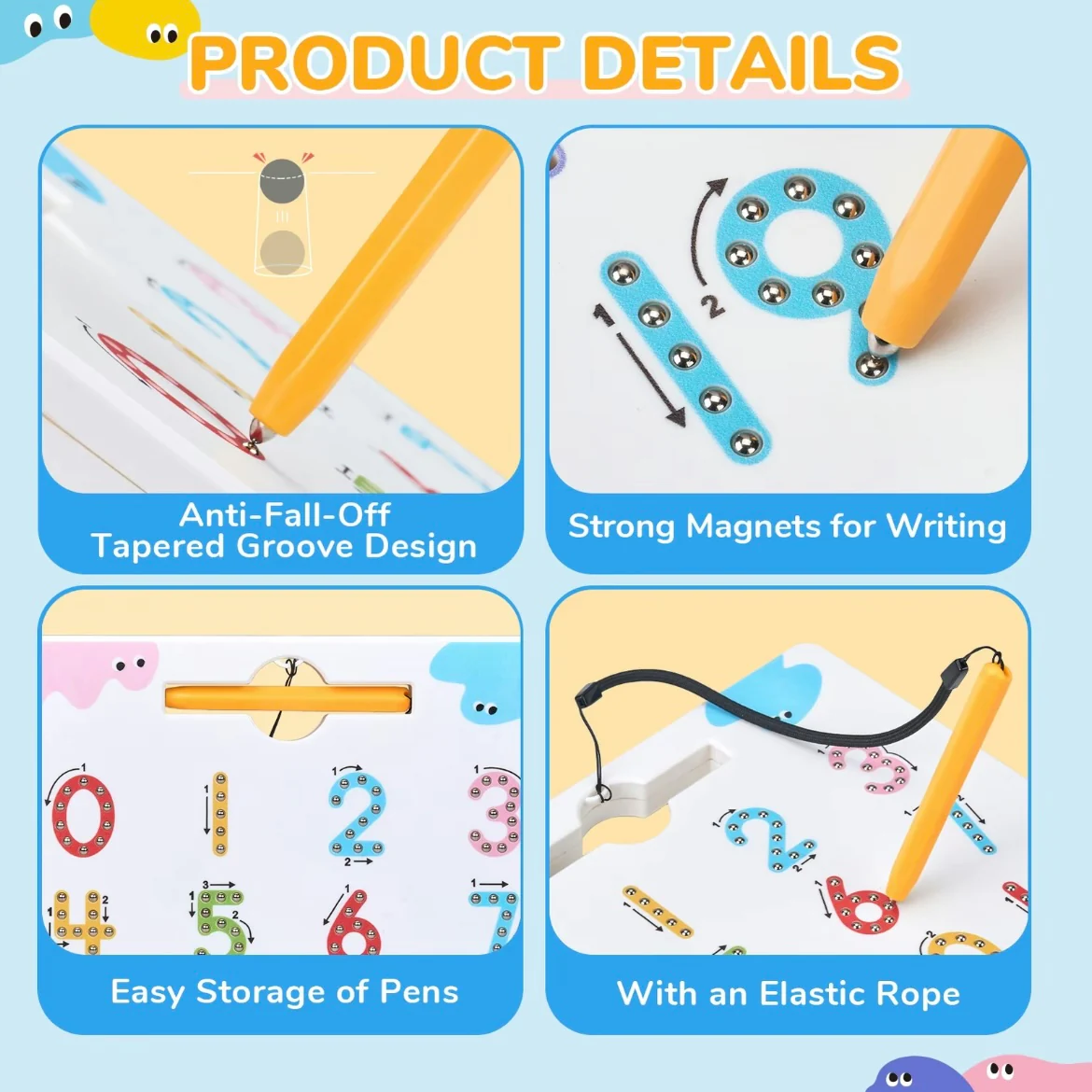 Magnetic Alphabet & Number Tracing Board – Double-Sided Montessori Learning Toy for Kids - Image 8