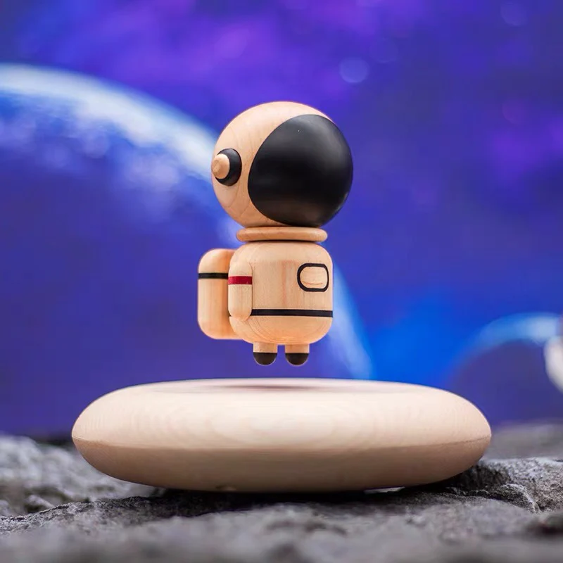 Magnetic Levitation Wooden Astronaut — Space Decor - Image 3