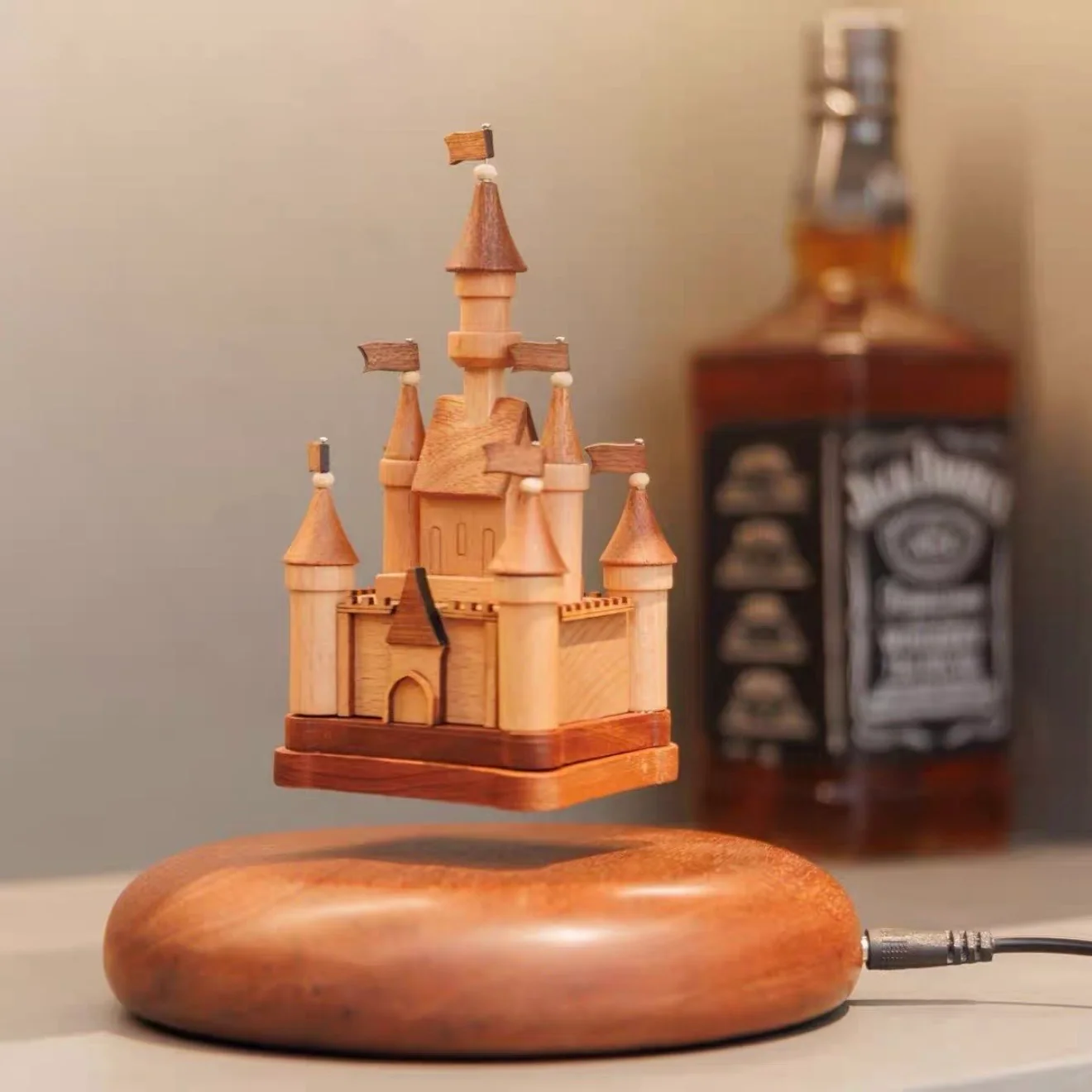 Magnetic Levitation Wooden Castle — Beech, Ebony & Walnut Wood - Image 3