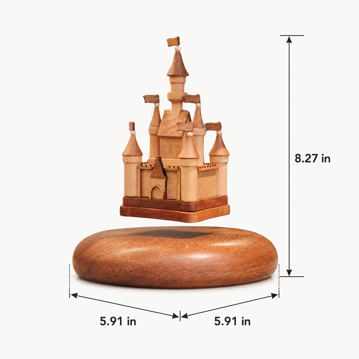 Magnetic Levitation Wooden Castle — Beech, Ebony & Walnut Wood - Image 5