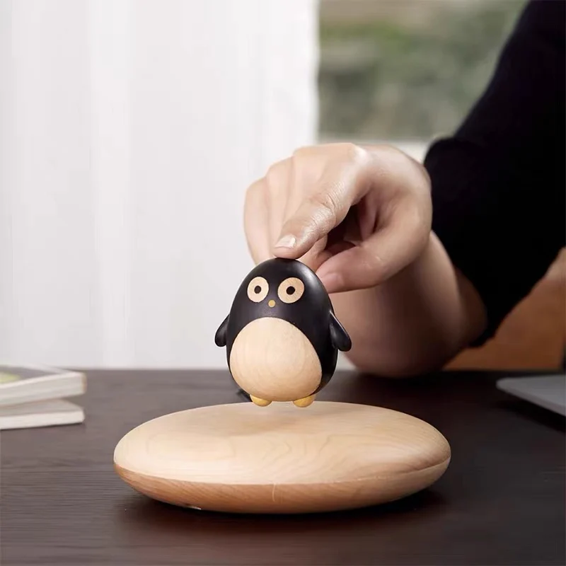 Magnetic Levitation Wooden Penguin — Floating Decor - Image 3