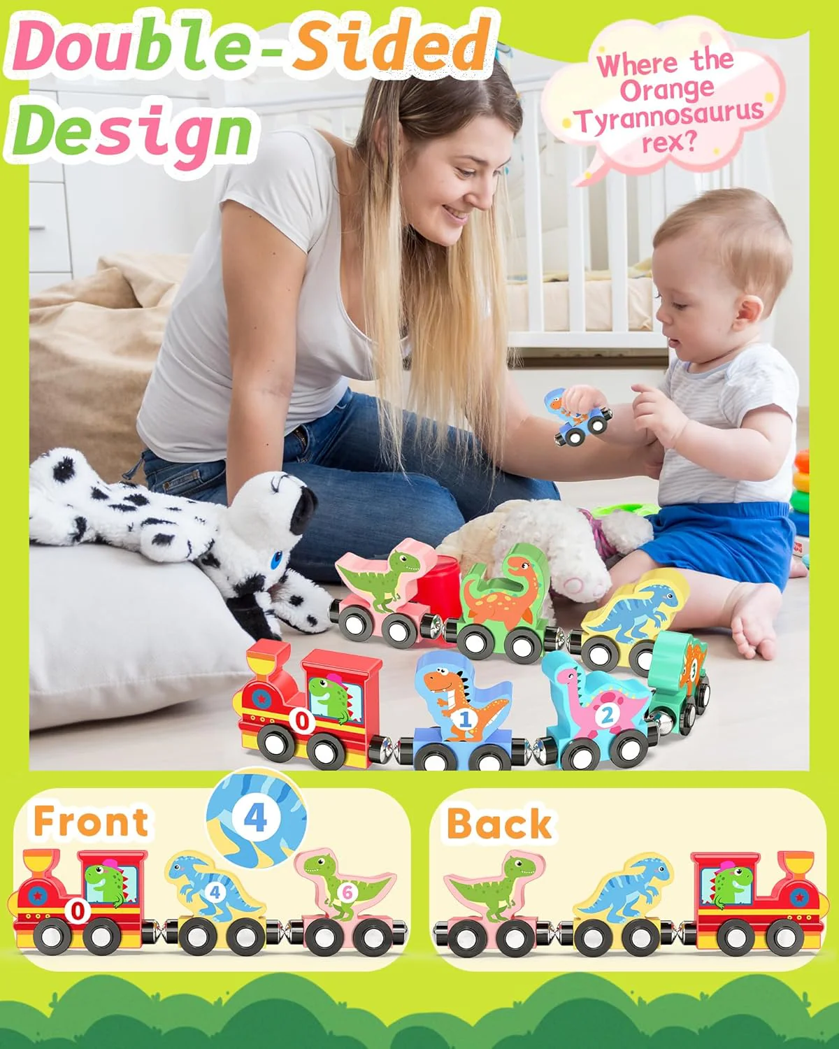 Magnetic Wooden Dinosaur Building Toy Set for Toddlers - Image 11