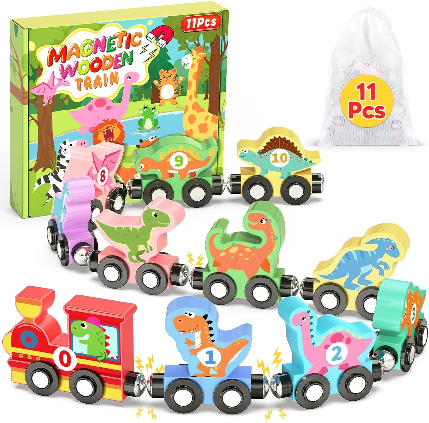 Magnetic Wooden Dinosaur Building Toy Set for Toddlers - Image 3