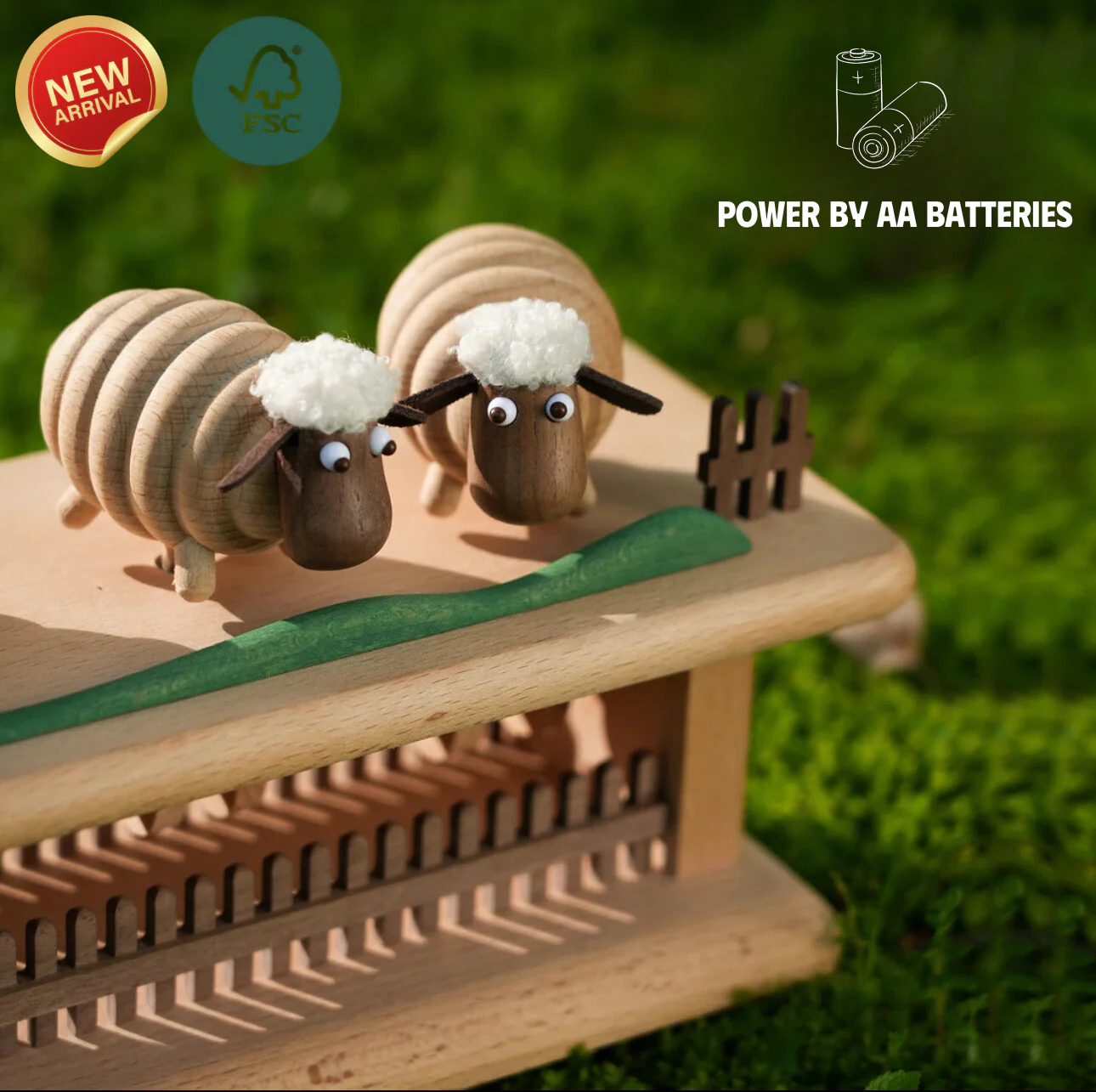 Original Mini Pasture Hand-Carved Wooden Sheep Jumping Fence - Image 5