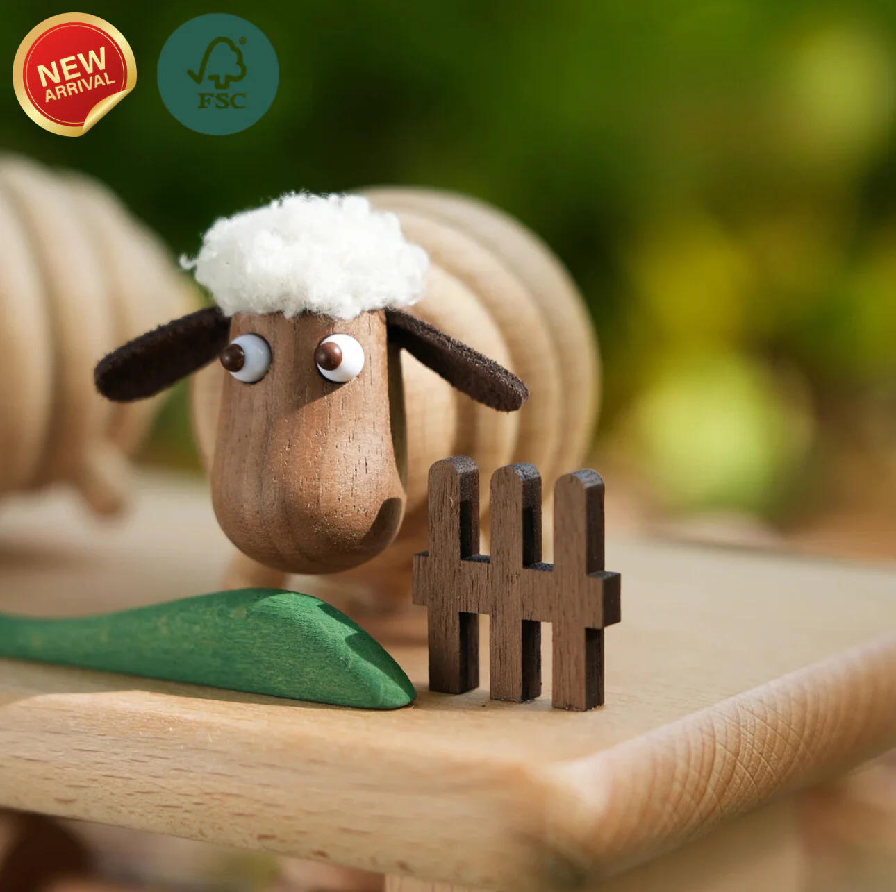 Original Mini Pasture Hand-Carved Wooden Sheep Jumping Fence - Image 7