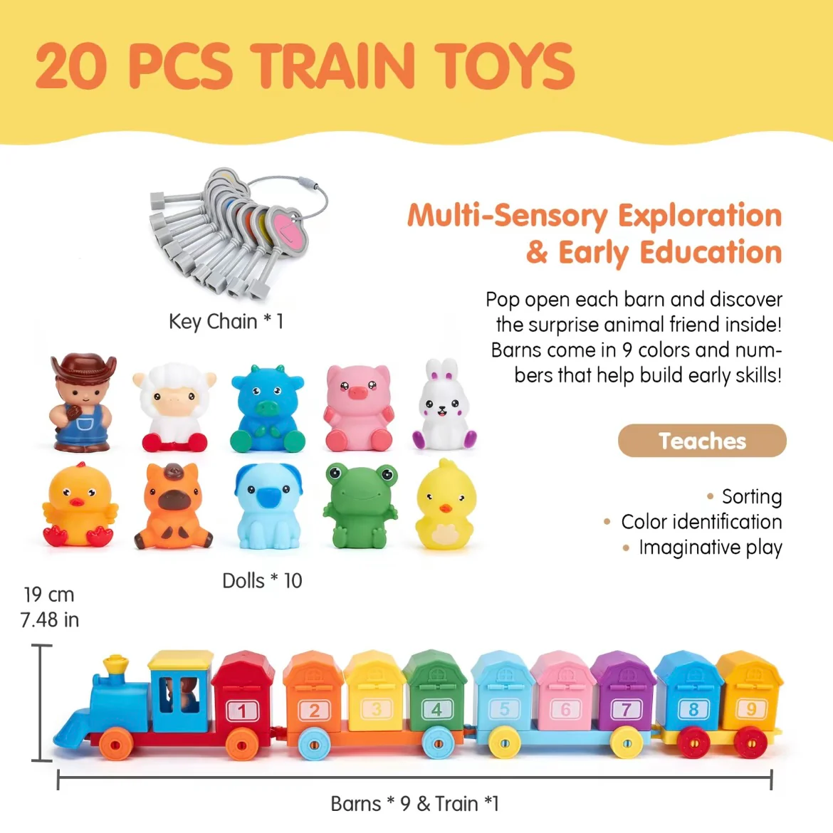 Montessori Farm Lock & Key Train — Early Learning Toy for Colors, Numbers & Animals - Image 3