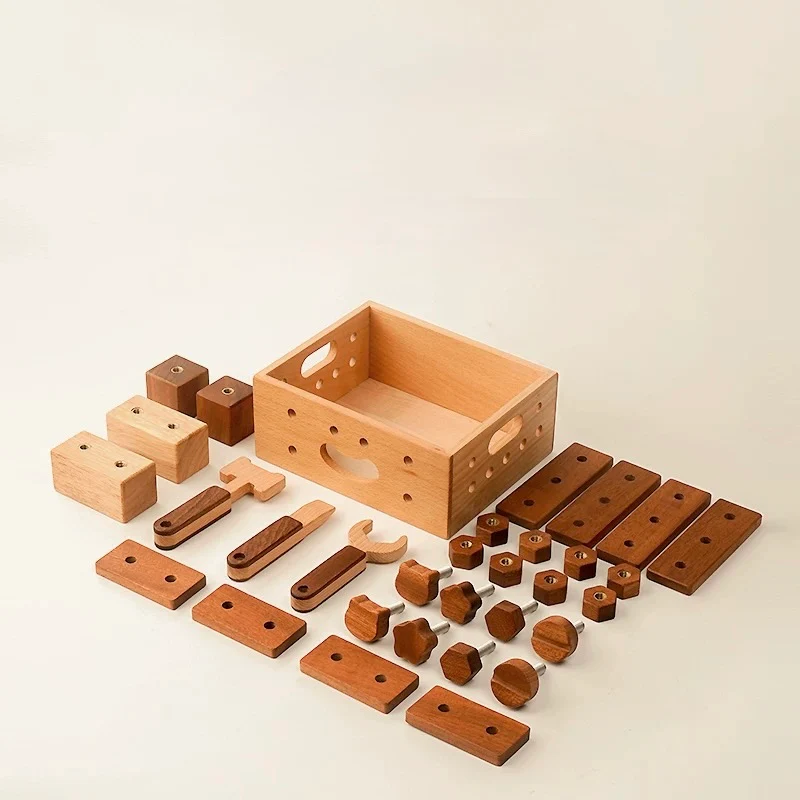 Montessori Wooden Tool & Screw Kit – Handcrafted Building Set for Kids with Natural Wood Pieces - Image 4