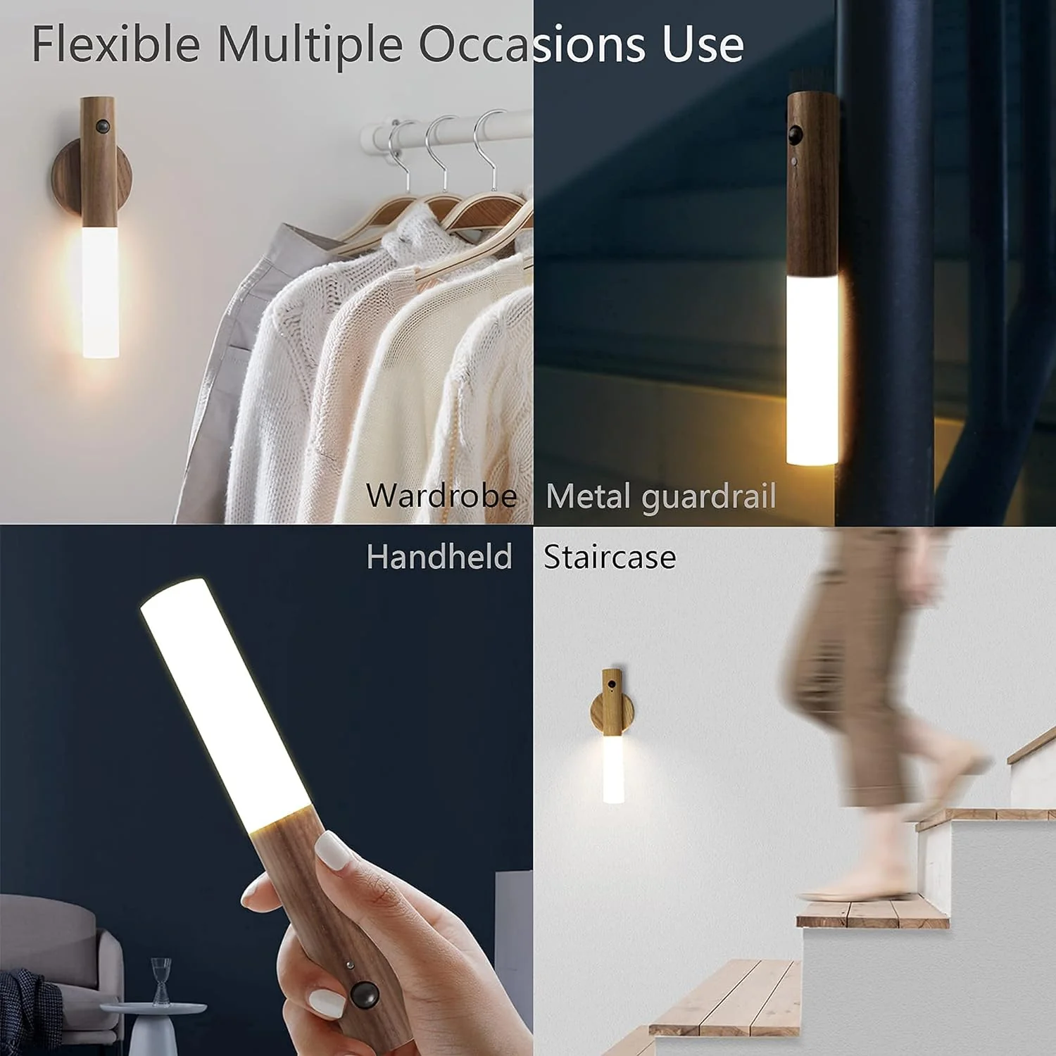 2 in 1 Wooden Style Night Light & Flashlight Motion Sensor-Fun & Stylish Lighting - Image 5