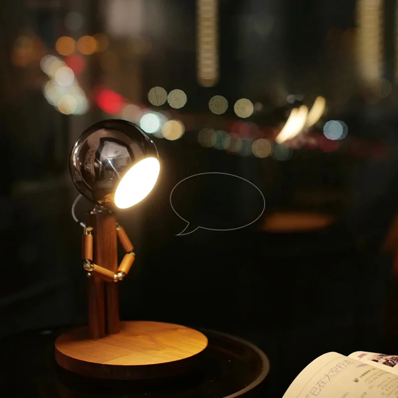 Original Multifunctional & Adjustable Wood Robot Lamp - Image 3