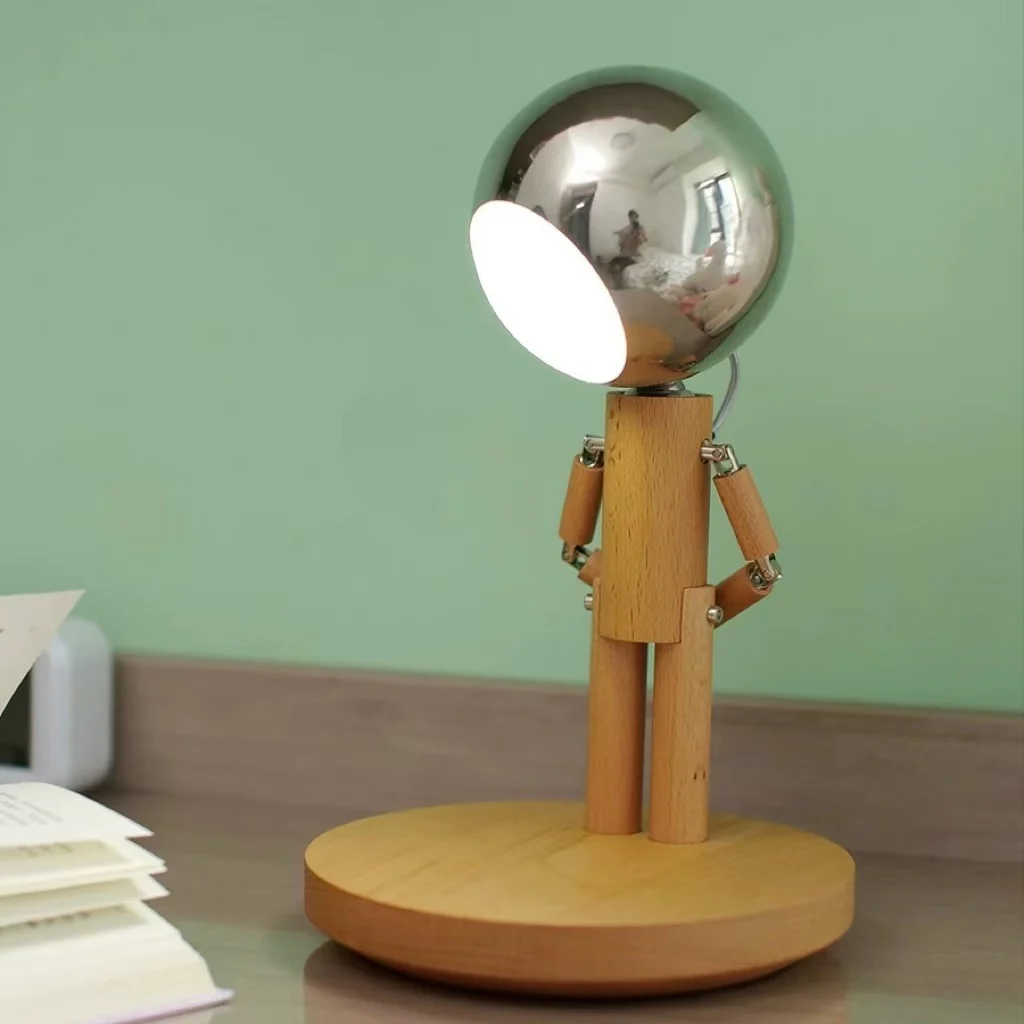 Original Multifunctional & Adjustable Wood Robot Lamp - Image 6